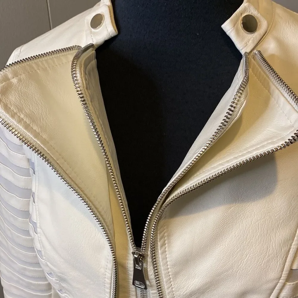 Azalea Wang Medium Moto Jacket Double Zip Up Zipper Hem Satiny Lining